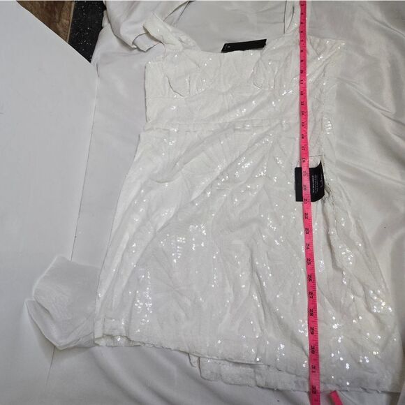 NEW Lulu's Know Your Worth white sequin thick strap square neck mini dress XL - Picture 13 of 14